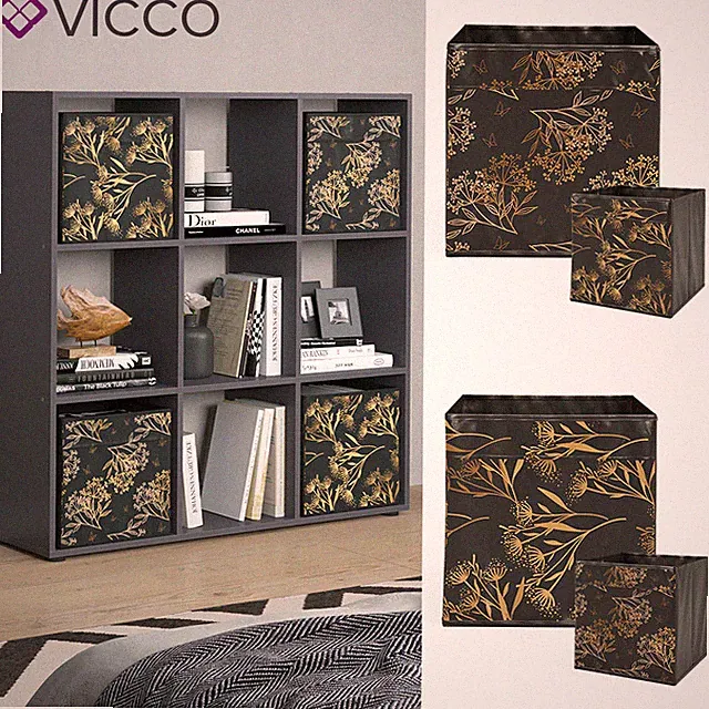 Raumteiler Würfelregal Standregal Nove Schwarz Faltbox Wohnzimmer 104x108 Vicco