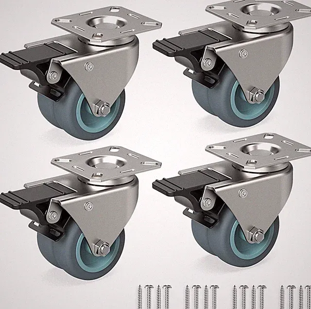 RAVN HAMAN 4er Set Möbelrollen 50 mm - Schwerlastrollen mit Bremse bis 50 kg