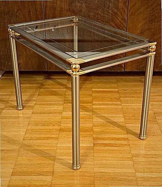 Rechteck Couchtisch Glasplatte Metallgestell silber/gold 60x40x46 cm