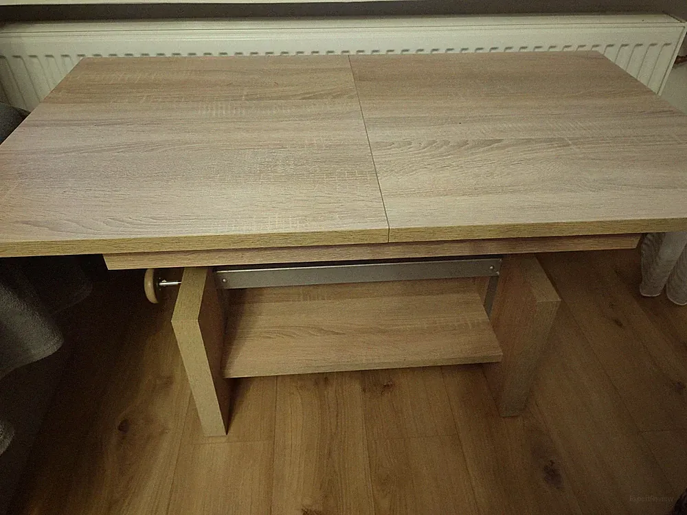 Rechteckiger ausziehbarer Esstisch Holz matt hell, 65 cm hoch