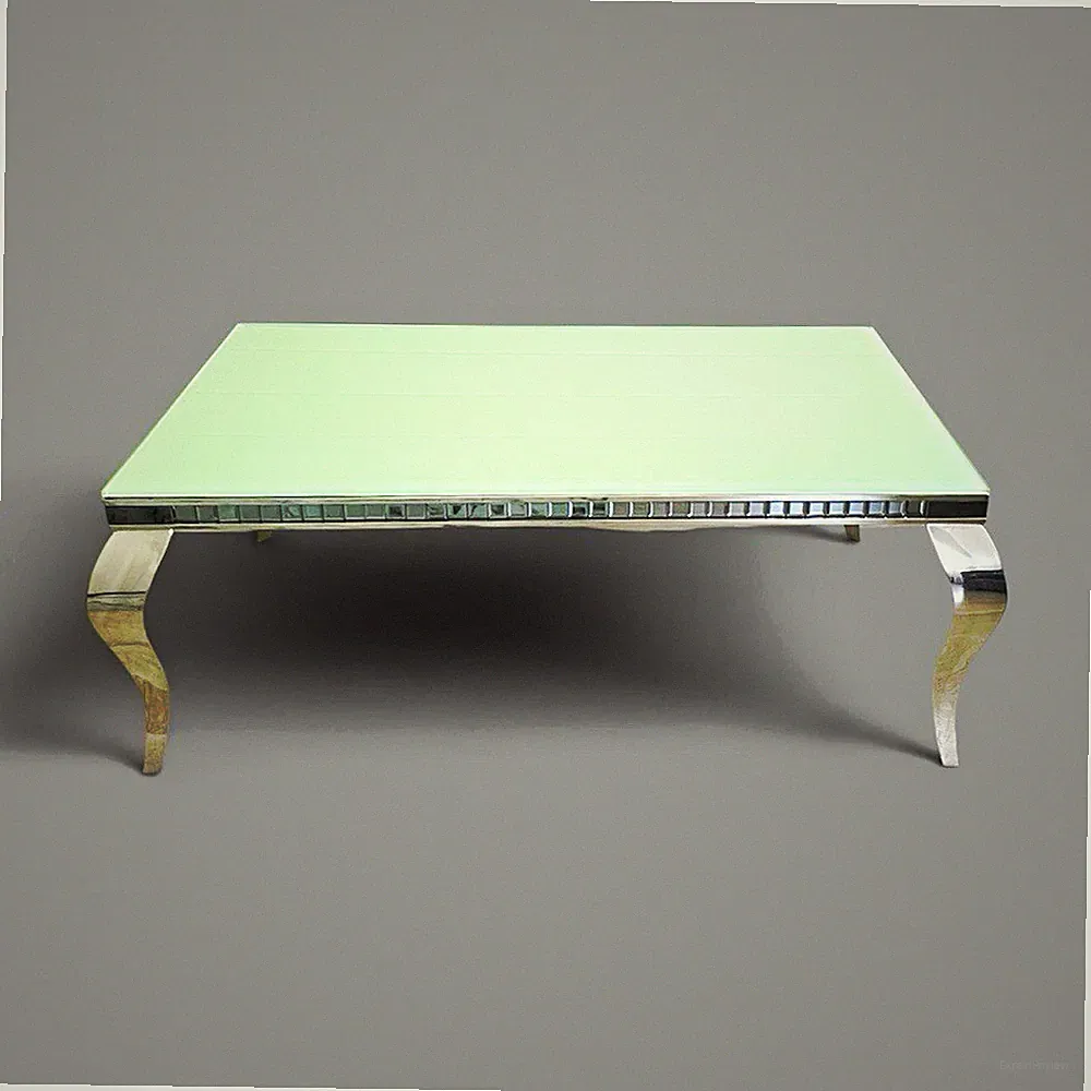 Rechteckiger Couchtisch 130x70x20 cm Glasplatte Marmor-Optik Metallbeine