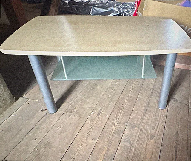 Rechteckiger Couchtisch Holz hellbeige/grau lackiert, 45 cm, mit Ablagefach