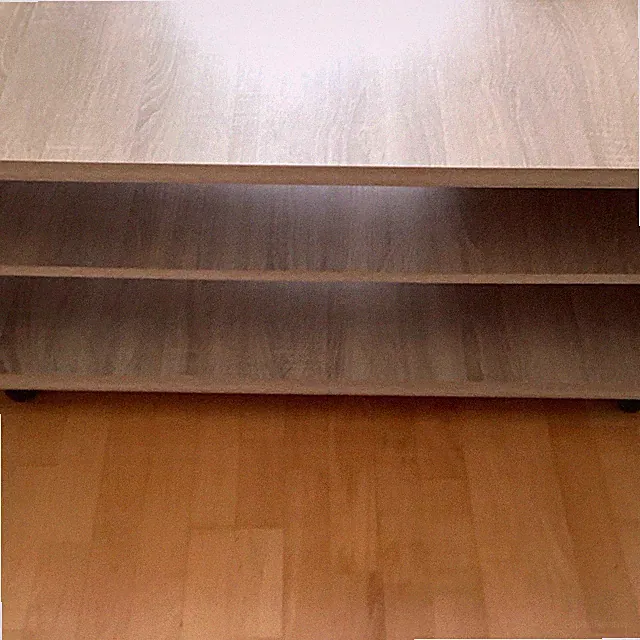 Rechteckiger Couchtisch Holzoptik hellbraun matt mit Stauraum, 101–120 cm