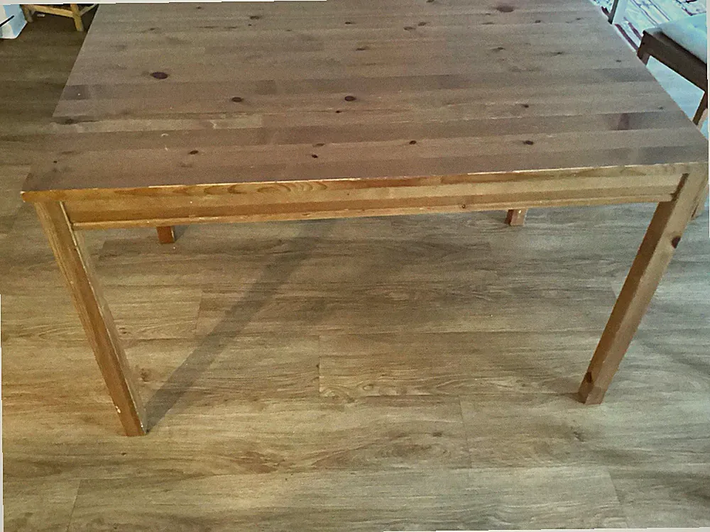 Rechteckiger Esstisch helles Holz + 4 Stühle mit Sitzkissen beige, 5-tlg.
