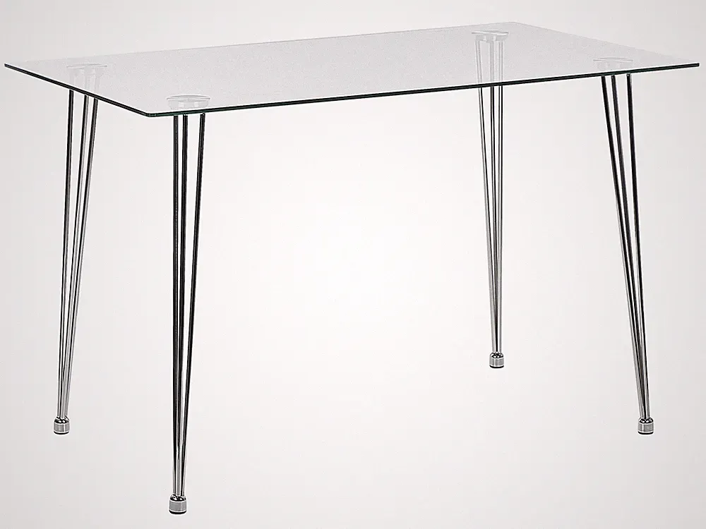 Rechteckiger Esstisch transparent / silber Sicherheitsglas 120 x 70 cm Winston