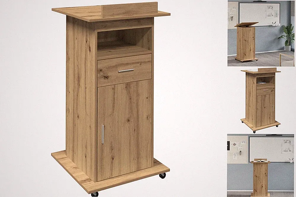 Rednerpult Mit Rädern Artisan Eiche Leimholz Schreibtisch