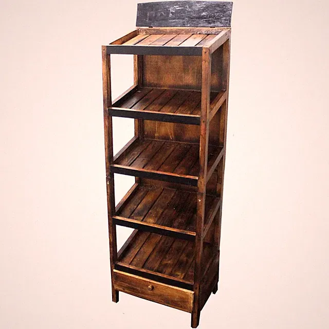 Regal Holz Albesia 180 x 56 x 40 cm 5 Böden schräg mit Schublade Handarbeit