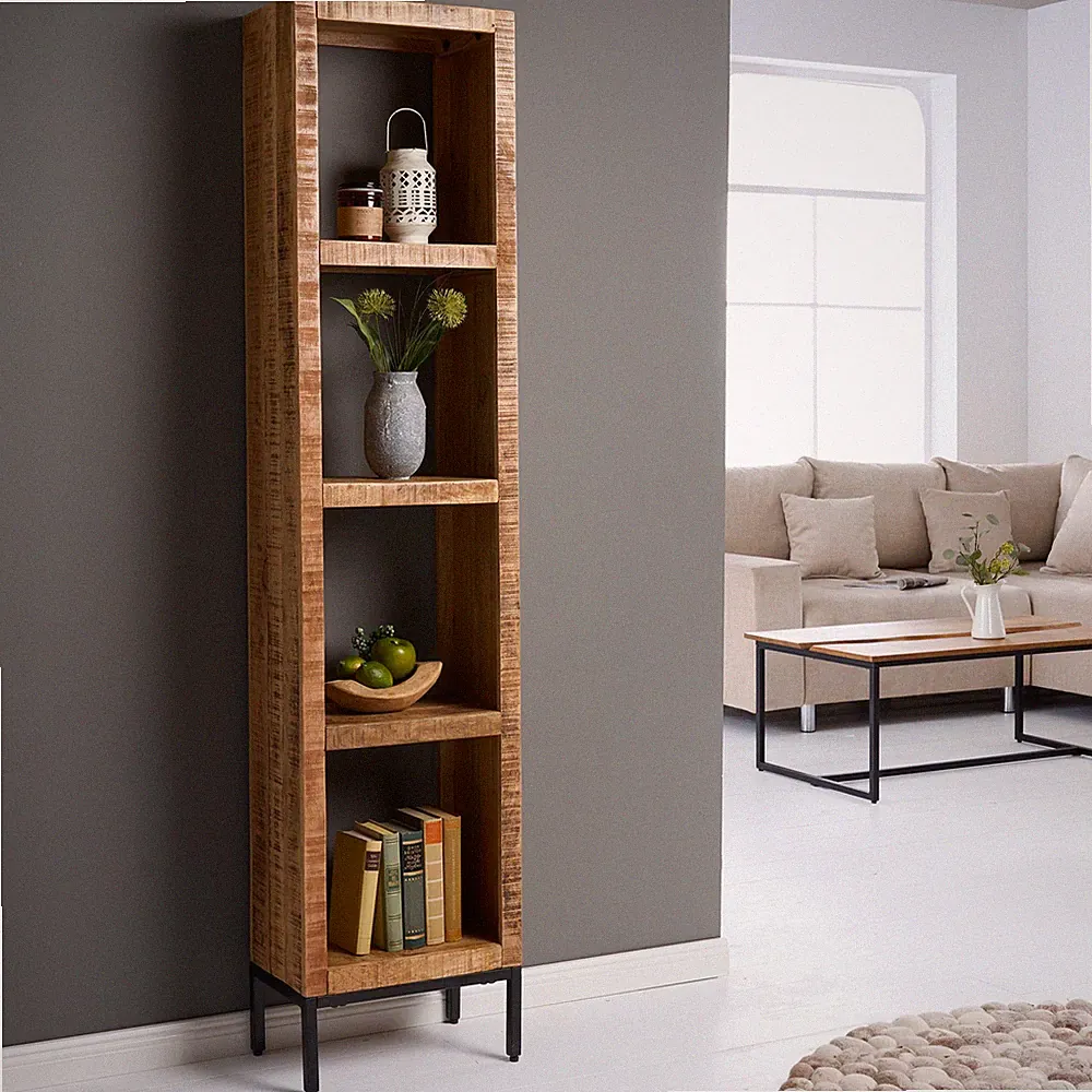 Regal IRON CRAFT - 175cm - Massivholz Mango - 4 Fächer - Industrial Bücherregal