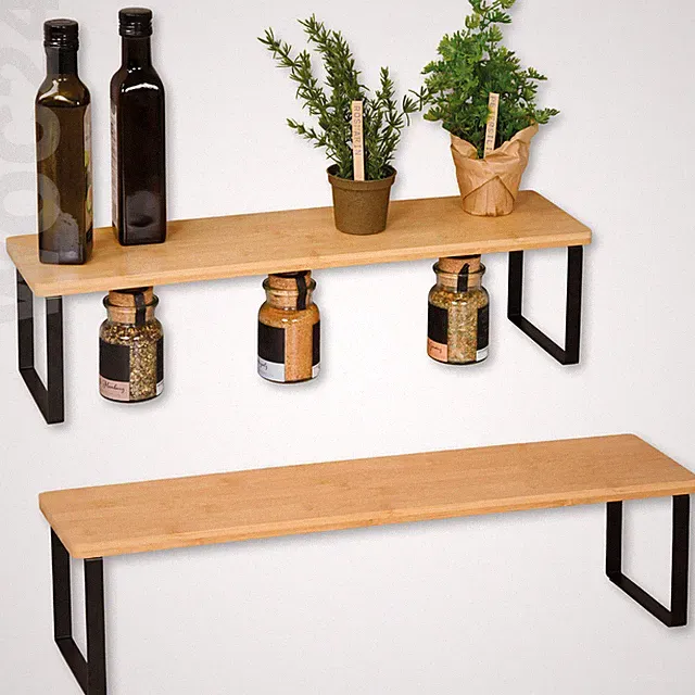 Regal Küche 55 cm Bambus Holz Stand Ablage Tisch Gewürz Arbeitsplatte Büro Bad