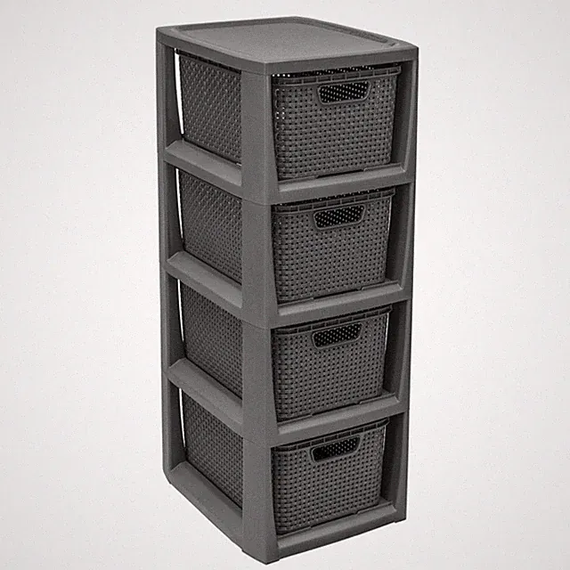 Regal mit 4 Körbe Rattan anthrazit BRANQ