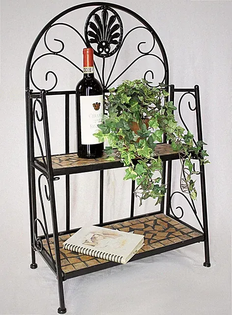 Regal Mosaik Metall 12006 2 Ablagen Bücherregal 80 cm Schmiedeeisen Badregal