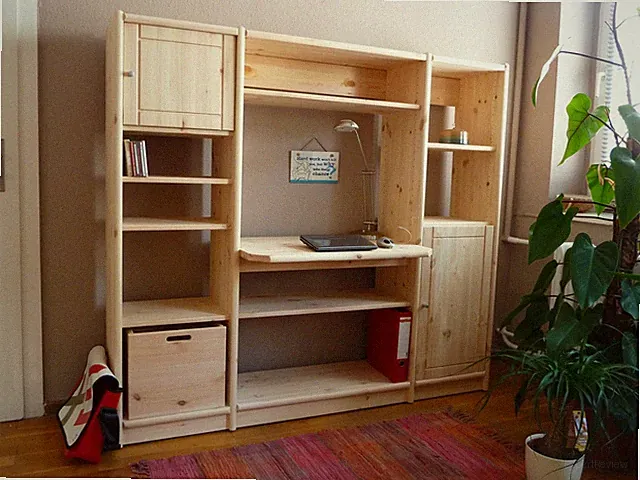 Regal Regalsystem Schreibtisch Holz Kiefer massiv natur flexibel & erweiterbar
