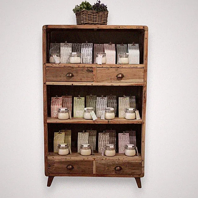 Regal Schrank 160 x 100 x 40 cm Teakholz recycelt massiv Unikat Upcycling