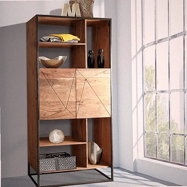 Regal Standregal 88x193x40 cm Akazienholz massiv KADDY