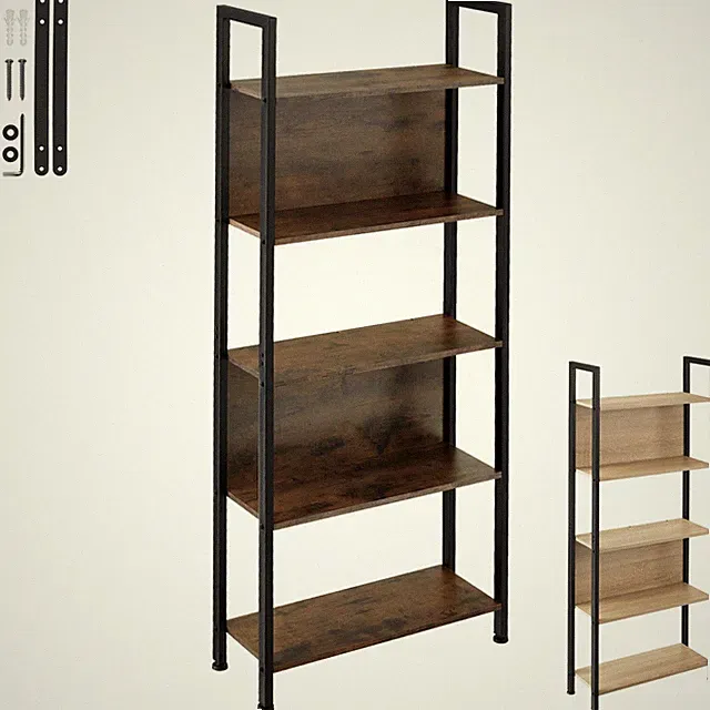 Regal Standregal Bücherregal mit 5 Ebenen Wandregal Holz Metall Industrie Design