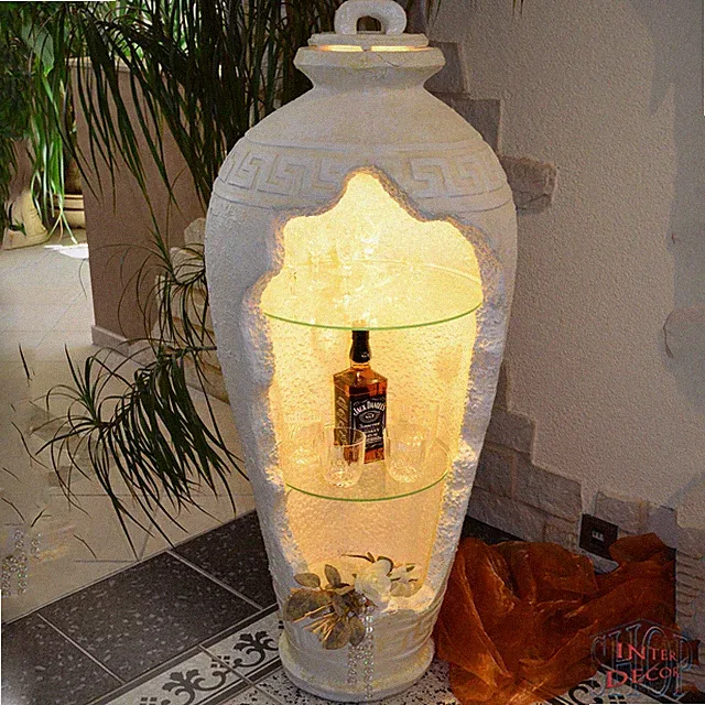 Regal Vitrine Amphore Bar Rundregal Griechische Vase Eckvitrine Mäander 120 cm