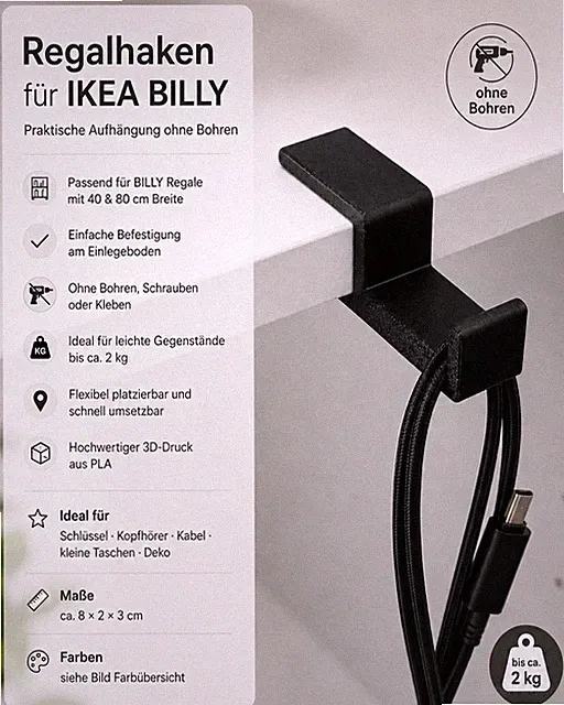 Regalhaken Sets für Einlegeböden und Zwischenböden - passend für IKEA BILLY