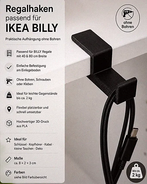 Regalhaken Sets für Einlegeböden und Zwischenböden - passend für IKEA BILLY