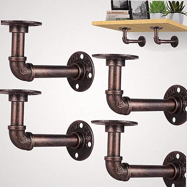 Regalhalter 4er Set Industriestil Wandmontage, Rostfrei, Retro Design