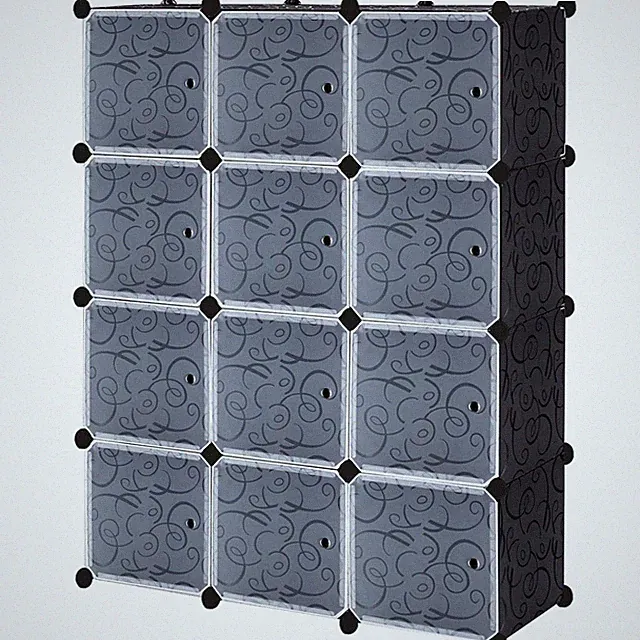 Regalsystem Kleiderschrank Kunststoff 12 Boxen Schwarz