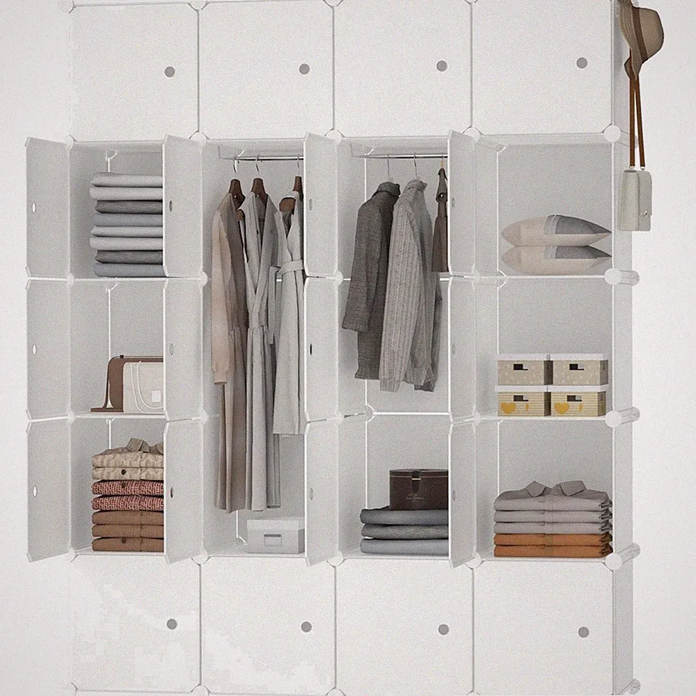 Regalsystem Kleiderschrank Schrank Garderobenschrank Schuhregal Kunststoff We...