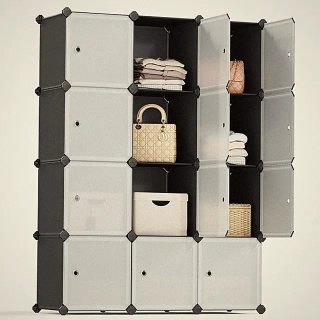 Regalsystem, Schuhregal, Set aus 12 Würfeln, Kleiderschrank aus Kunststoff, m...
