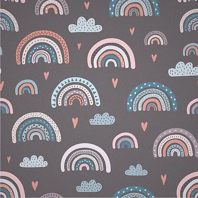 Regenbogen Grau Stoff Kinderstoff Baumwollstoff Meterware Nähen Kinder BC019