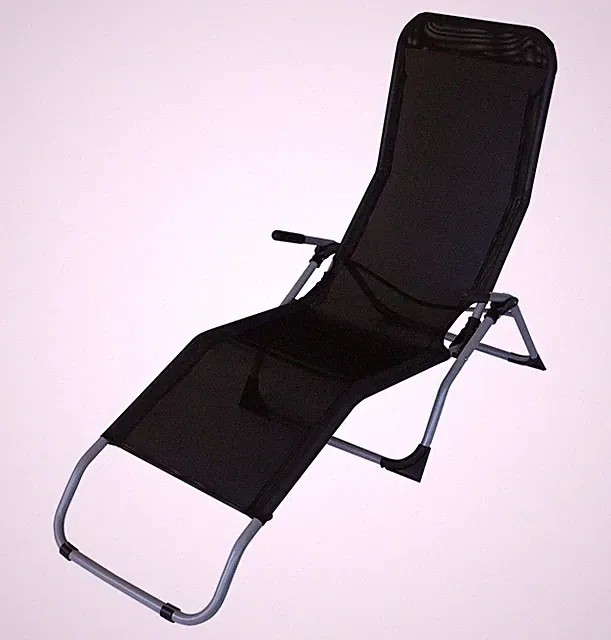 Relaxliege Gesundheitsliege Kippliege SYLT, Stahl + Textilene schwarz, 2. WAHL