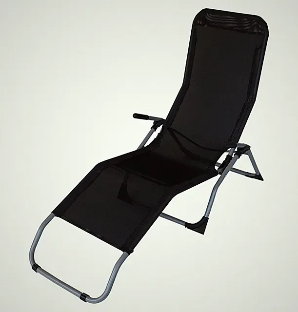 Relaxliege Gesundheitsliege Saunaliege Kippliege SYLT, Stahl + Textil schwarz