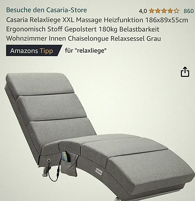 Relaxliege Liegesessel Chaiselongue Massagefunktion beheizbar