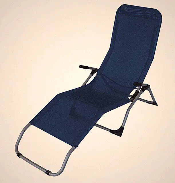 Relaxliege Saunaliege Kippliege SYLT, Stahl + Textil blau, 2. WAHL