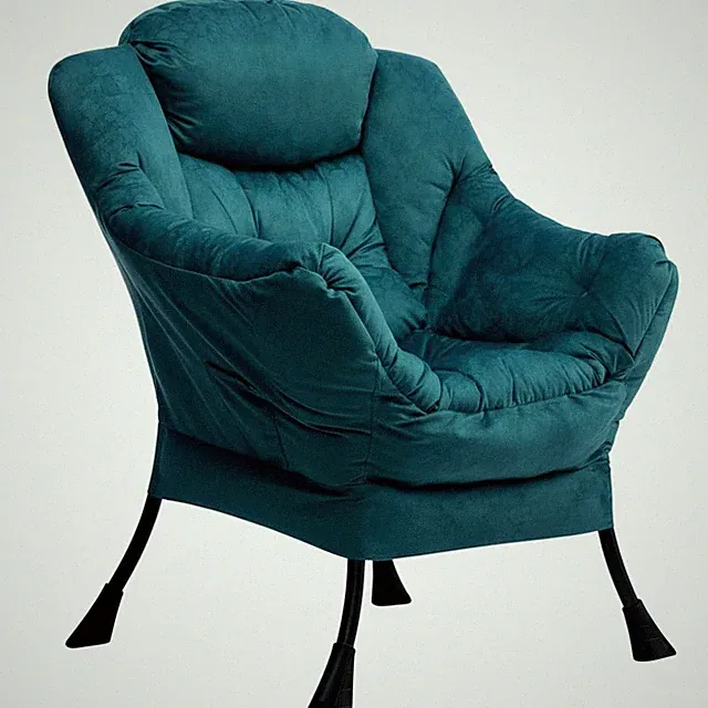 Relaxsessel Ohrensessel Lounge Sessel Blau Grün Stahlrahmen modern