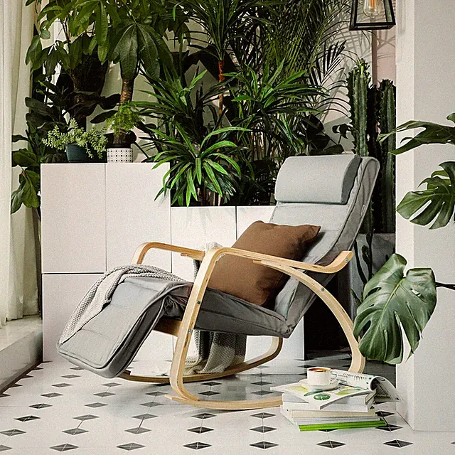 Relaxstuhl Schaukelstuhl Schwingsessel 5-Fach verstellbares Ruhesessel LYY010G01