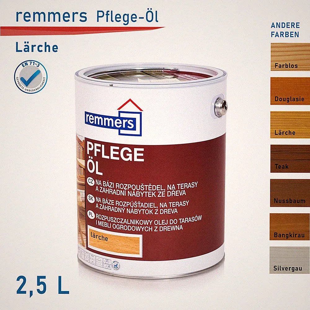 Remmers Pflege Öl 2,5 L Holzöl Terrassenöl Gartenmöbelöl alle Farben