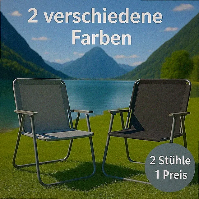 RETOURE 2er Set Campingstuhl SUNNY SEAT faltbarer Klappstuhl Faltstuhl Stuhl