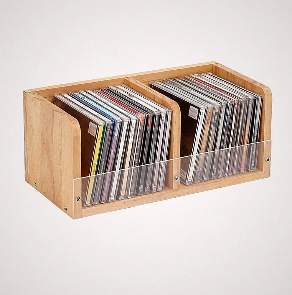 Retro CD-Halter Holz CD DVD Aufbewahrung Regal Ständer Schreibtisch-Organizer DE