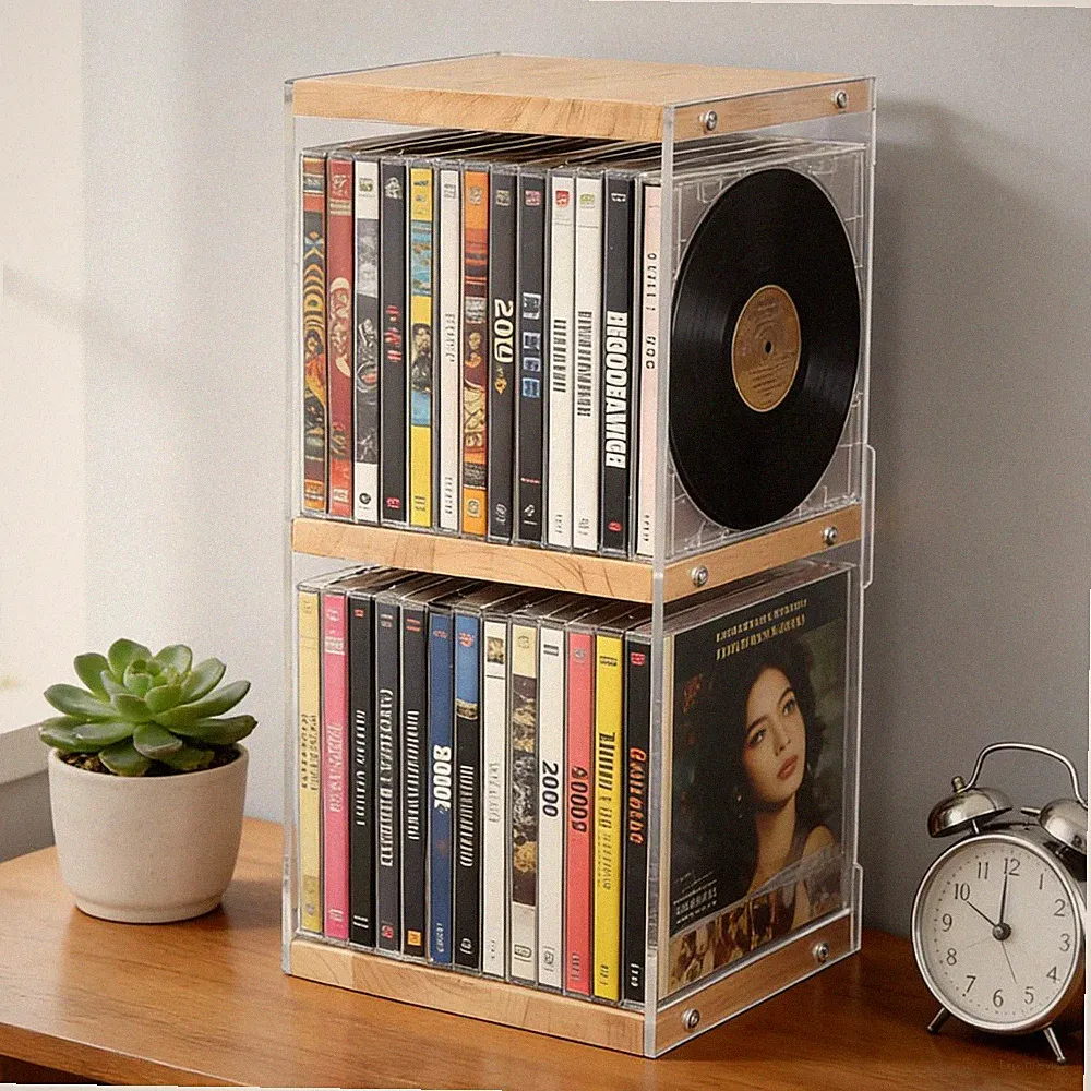 Retro CD-Halter, Schreibtisch-Organizer, CD-Aufbewahrung, 3 Etagen Regal Ständer