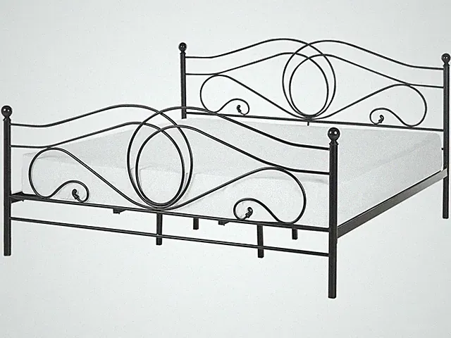 Retro Doppelbett Metall dekorativer Kopf-and Fußteil 180x200 cm schwarz Lyra