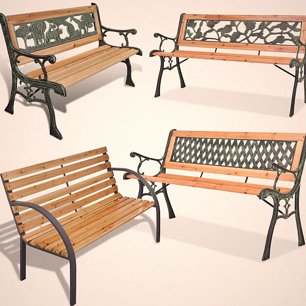 Retro Gartenbank Parkbank Sitzbank Deko Gartenmöbel Holz Gusseisen Holzbank Neu