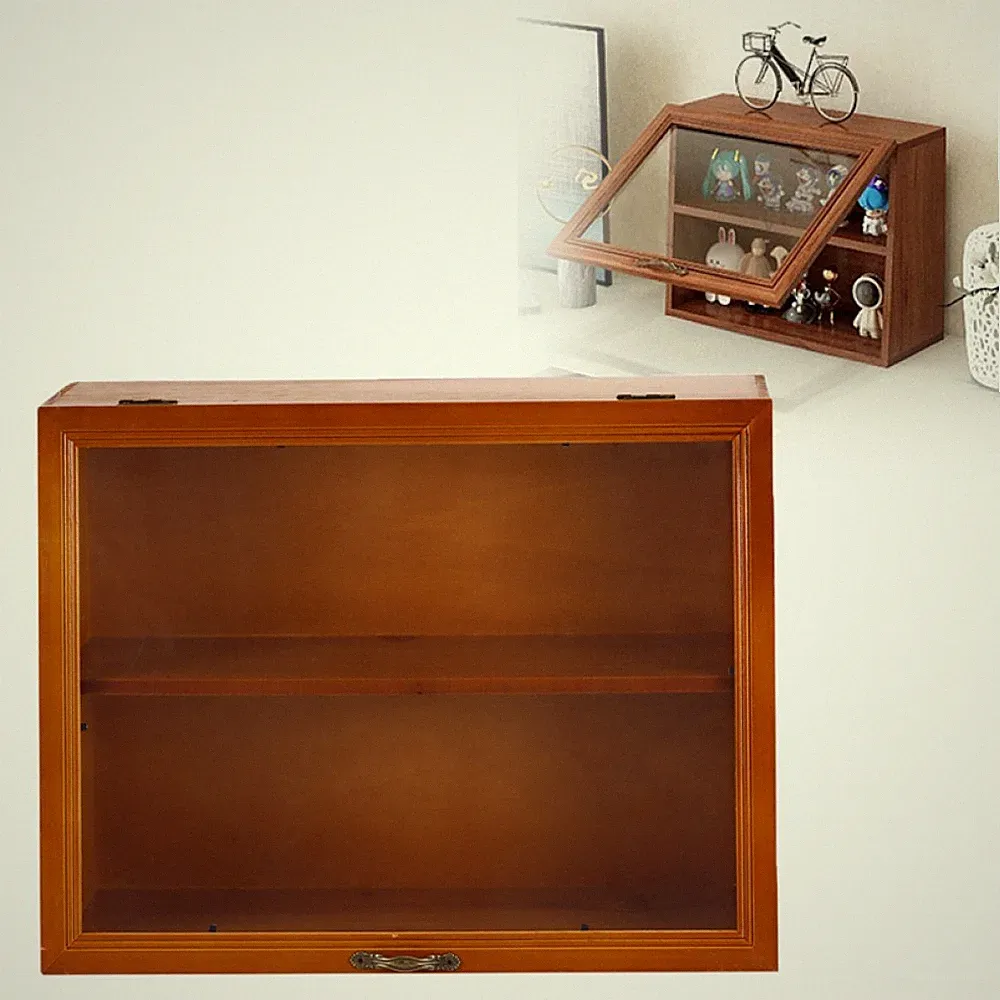 Retro Holz Curio vitrine Setzkasten Schaukasten Regal Sammlerkaste Sammelvitrine