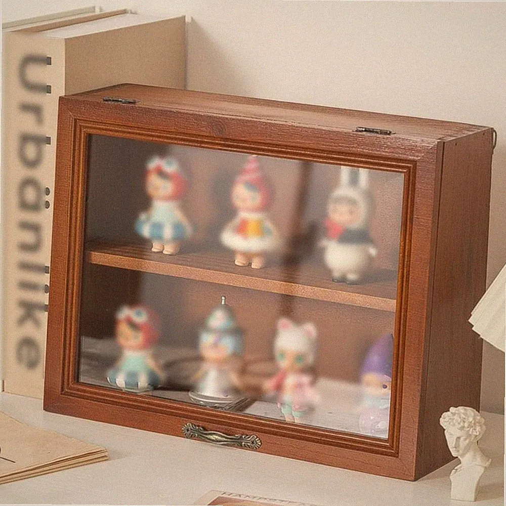 RETRO HOLZ VITRINE SAMMLERVITRINE ACRYL REGAL SCHAUKASTEN FIGURE SAMMELVITRINE
