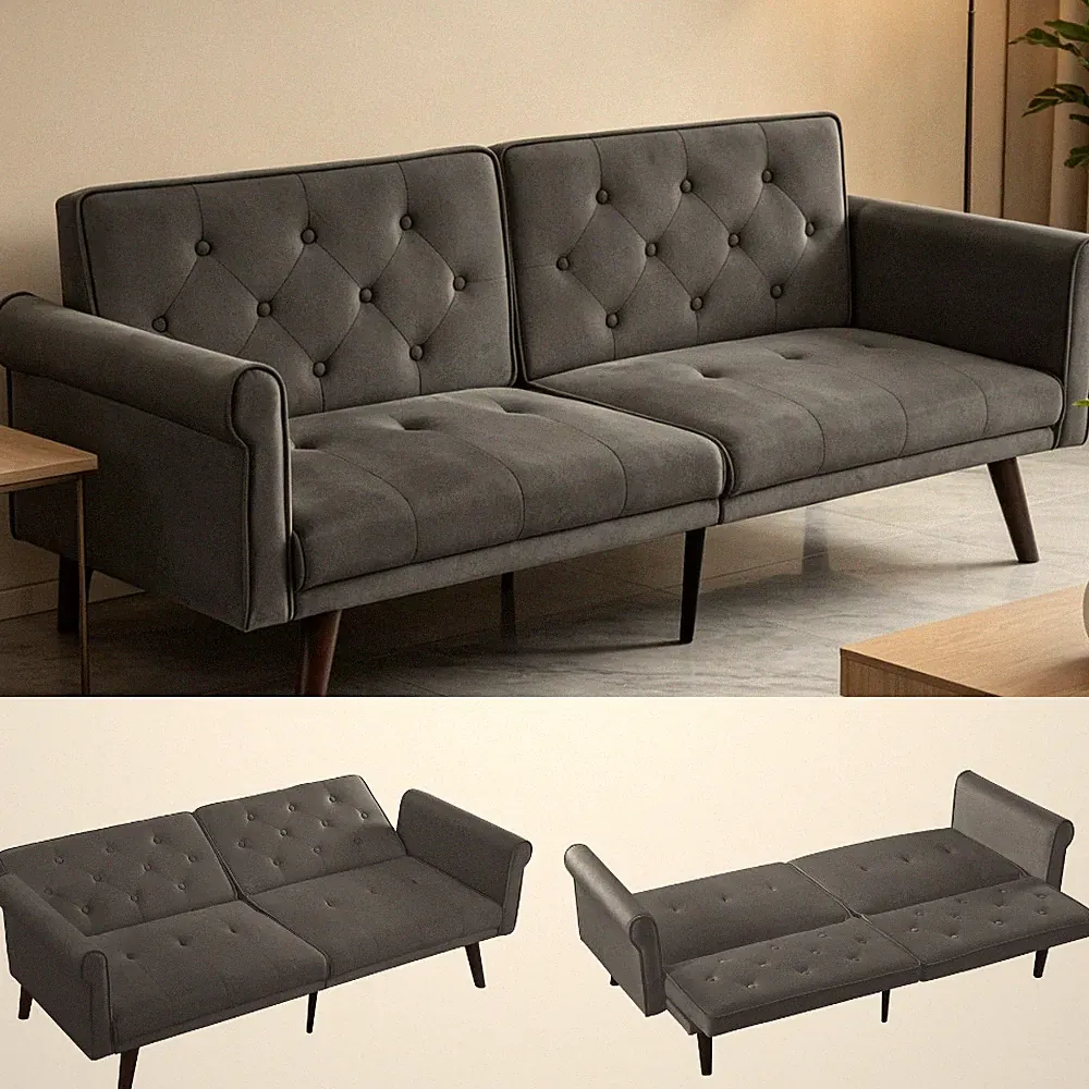 Retro Verstellbares 2-in1 Schlafsofa Multifunktionales Klappsofa Umbaubares Sofa
