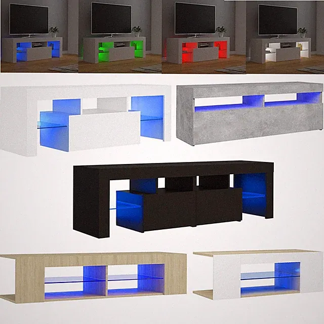 RGB LED TV Schrank Lowboard Unterschrank Fernsehschrank Fernsehtisch TV Möbel