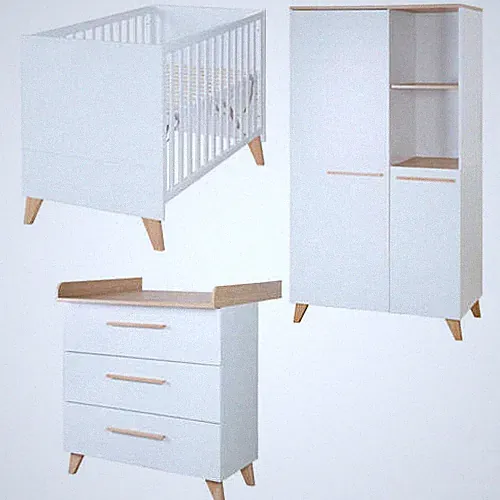 roba Babyzimmer Set Leon 3-teilig-Baby- & Beistellbett+ Wickelkommode+...