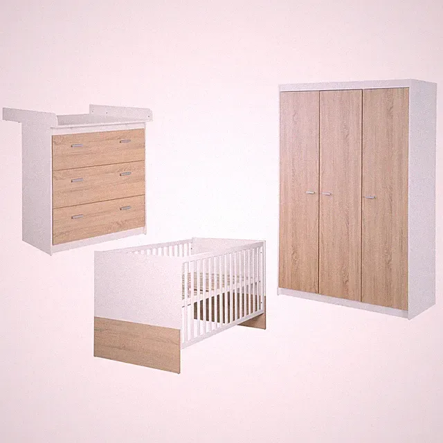 Roba Zimmerset Gabriella 3-teilig Kinderbett 70x140cm Wickelkommode Schrank