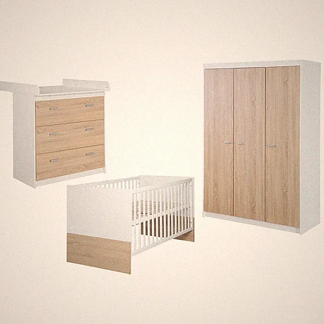 Roba Zimmerset Gabriella 3-teilig Kinderbett 70x140cm Wickelkommode Schrank