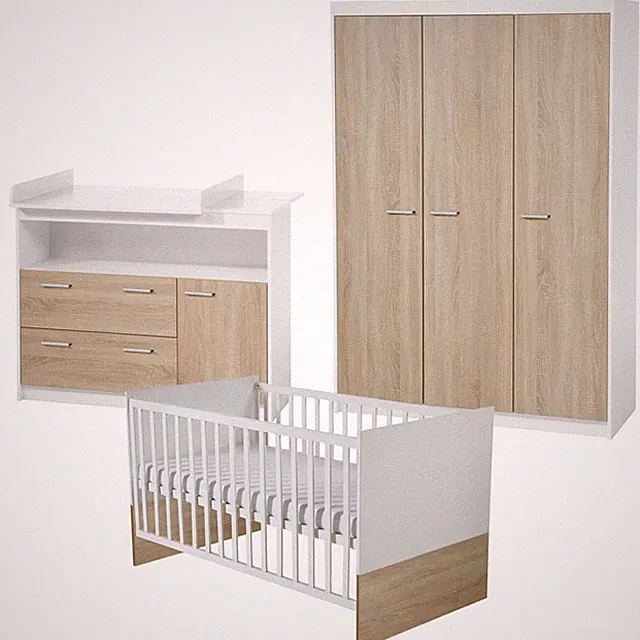 Roba Zimmerset Gabriella Babybett 70x140cm Wickelkommode Schrank 3-türig