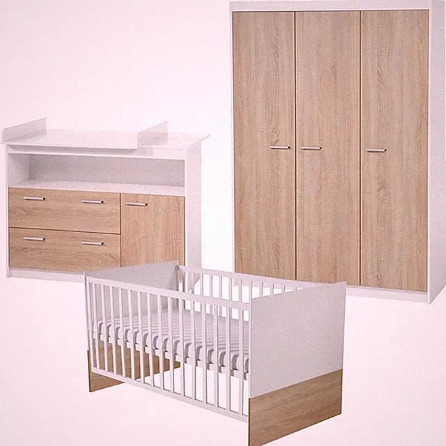 Roba Zimmerset Gabriella Babybett 70x140cm Wickelkommode Schrank 3-türig TOP