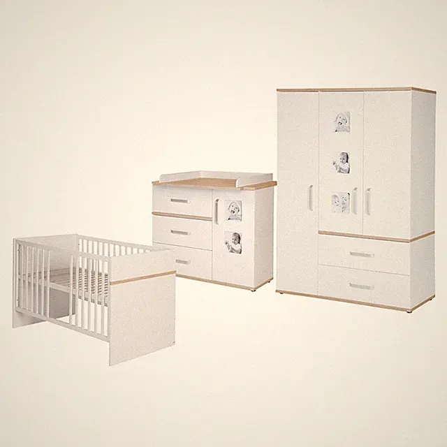 Roba Zimmerset Pia 3-teilig Babybett 70x140cm Wickelkommode & Schrank NEU