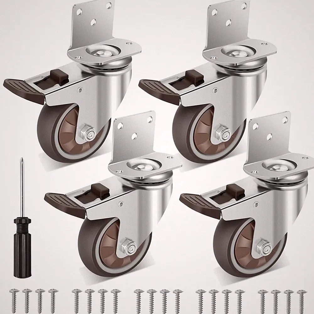 Robuste 75mm Gummirollen für Möbel – 4er-Set mit 450kg Tragfähigkeit und Bremse
